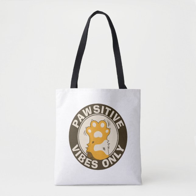 Bolsa Tote Gato Motivacional Vibrações positivas divertidas P (Frente)