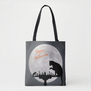 Bolsa Tote Gato N Rato Reutilizável Trick ou Treine Halloween