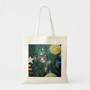 Bolsa Tote Gato na pintura da árvore de Natal
