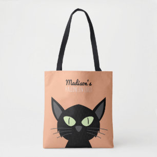 Bolsa Tote Gato Negro Bonito Crianças do Dia das Bruxas