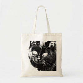 Bolsa Tote Gato Negro Bonito Negro Gato Gatinho Olhos Esboço