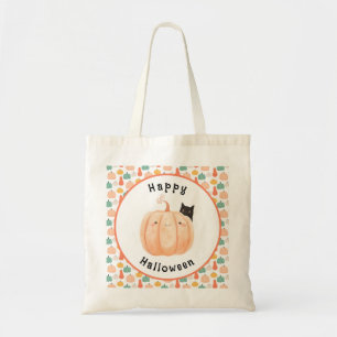 Bolsa Tote Gato Negro Bonito Purgando sobre um Halloween de A