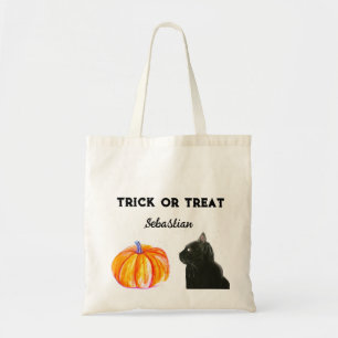 Bolsa Tote Gato Negro de Abóbora Bonito Moderno
