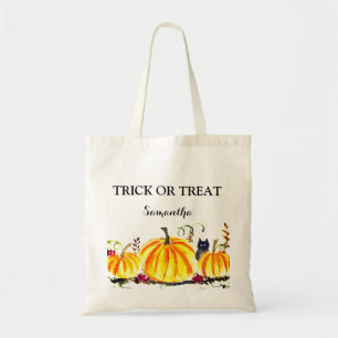 Bolsa Tote Gato Negro de Abóbora Bonito Moderno