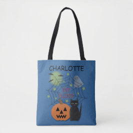 Bolsa Tote Gato Negro e Abóbora Trick ou Tratar Halloween