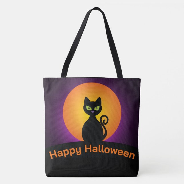 Bolsa Tote Gato Negro e Lua Cheia (Frente)