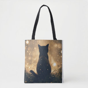 Bolsa Tote Gato Negro Encantado com Trabalho de arte de Firef