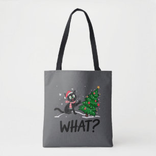 Bolsa Tote Gato Negro Engraçado Empurrando Gato De Árvore De