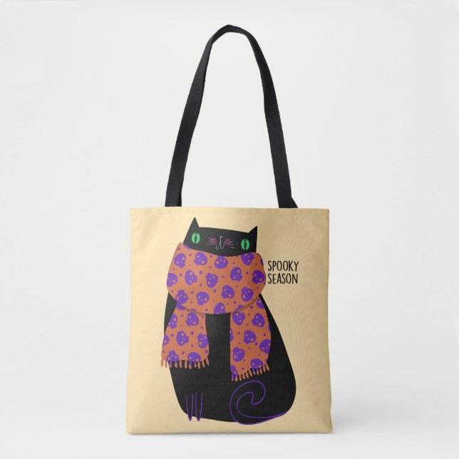 Bolsa Tote Gato Negro Fall Season Halloween Spooky Cute (Frente)