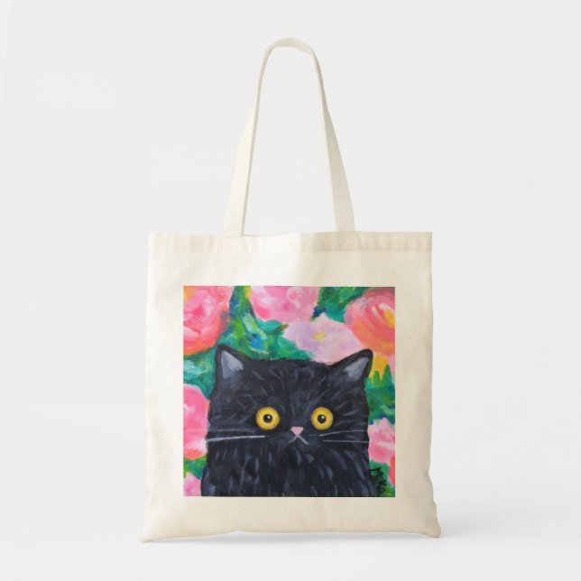 Bolsa Tote Gato Negro Fofo Fofo Frita Gato Folar presente de  (Frente)