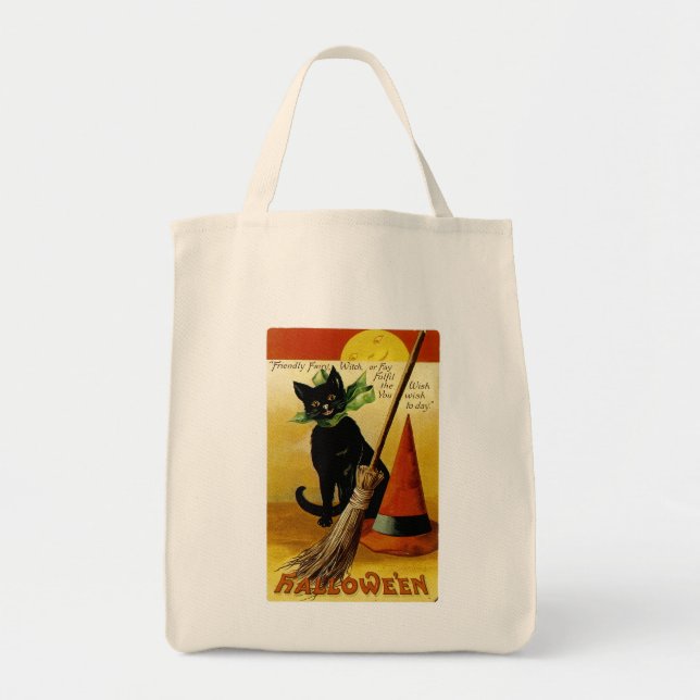 Bolsa Tote Gato Negro Halloween (Frente)
