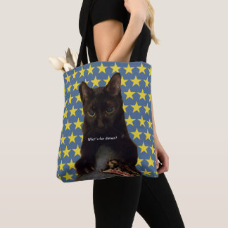 Bolsa Tote Gato Negro Sortudo com estrelas de 2way