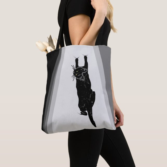 Bolsa Tote Gato Negro Subindo (Close Up)