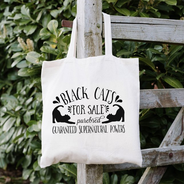 Bolsa Tote Gato Negro Vintage Halloween (Criador carregado)