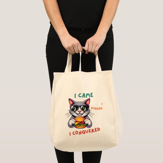 Bolsa Tote Gato nerd legal com hamburger tomcat cheeseburger (Frente (produto))
