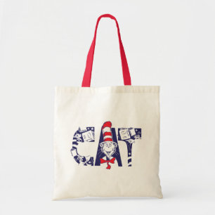 Bolsa Tote Gato no Chapéu   Texto de rosto de gato