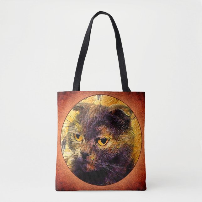 Bolsa Tote Gato no fundo do grunge (Frente)