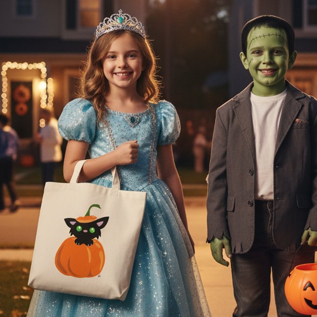 Bolsa Tote Gato no Saco de Tota de Abóbora (Criador carregado)