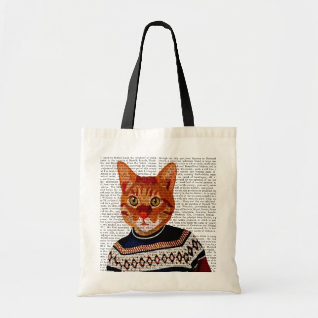 Bolsa Tote Gato no Suéter de Esqui 2 (Frente)