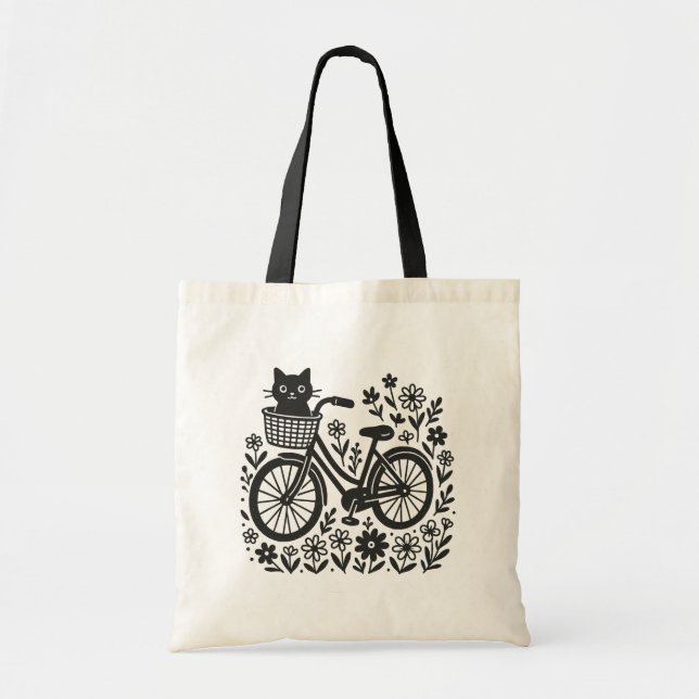 Bolsa Tote Gato numa bicicleta (Frente)