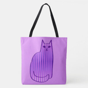 Bolsa Tote Gato, orquídea e roxo modernos do meio século
