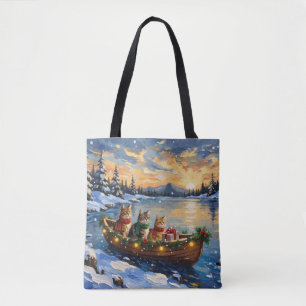 Bolsa Tote Gato Persa Barco Natal Feriado