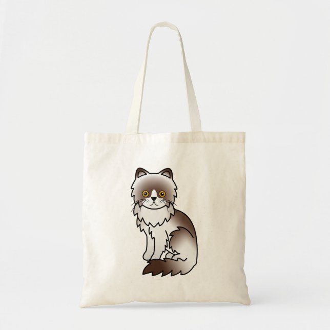 Bolsa Tote Gato Persa Bi-Color Chocolate Desenho Animado Fofo (Frente)