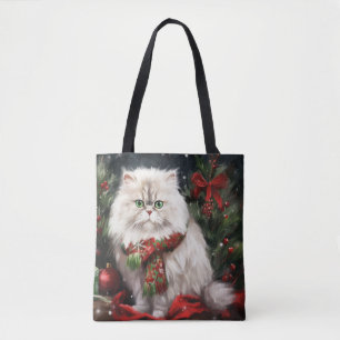 Bolsa Tote Gato Persa no Natal da Neve