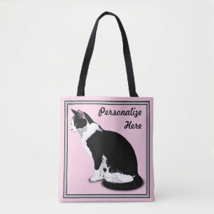 Bolsa Tote Gato Persa Preto e Branco Personalizado