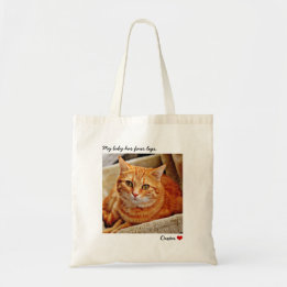 Bolsa Tote Gato Personalizado de Foto Grande Personalizado