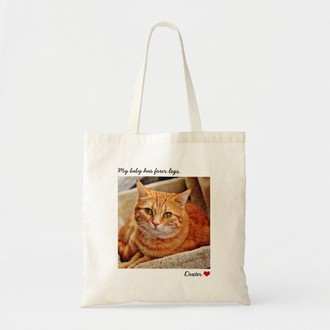 Bolsa Tote Gato Personalizado de Foto Grande Personalizado (Frente)