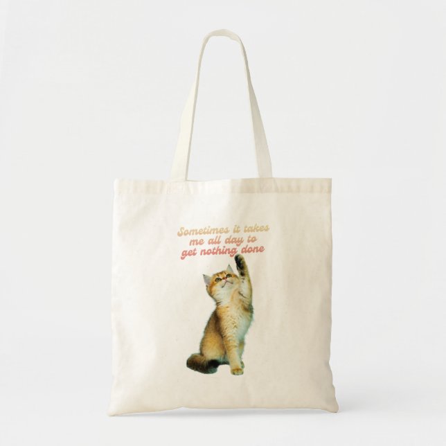 Bolsa Tote Gato Preguiçoso De Gato Engraçado De Pão (Frente)