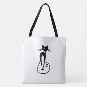 Bolsa Tote Gato preto branco e magro