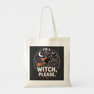 Bolsa Tote Gato Preto Bruxo de Halloween.
