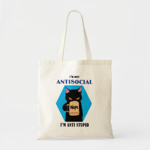 Bolsa Tote Gato Preto Cinto com Saco de Tote de Café