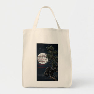 Bolsa Tote Gato Preto Citação da Árvore de Pinheiro Lua Cheia
