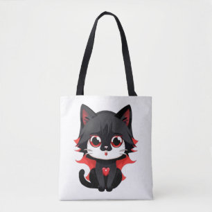 Bolsa Tote Gato preto com cor vermelha