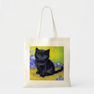 Bolsa Tote Gato Preto com Flores Roxas de Van Gogh