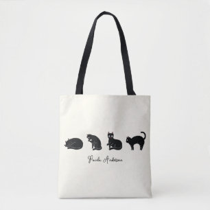 Bolsa Tote Gato Preto Cute Engraçado Personalizável