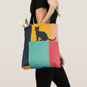 Bolsa Tote Gato Preto de Design Simples