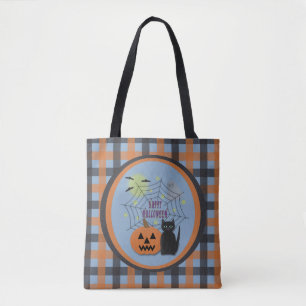 Bolsa Tote Gato Preto e Abóbora Não Assustam Halloween