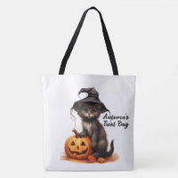 Gato preto e abóbora personalizados