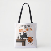 Gato Preto Engraçado Derrubando Abóbora de Hallowe