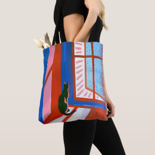 Bolsa Tote Gato preto engraçado na janela