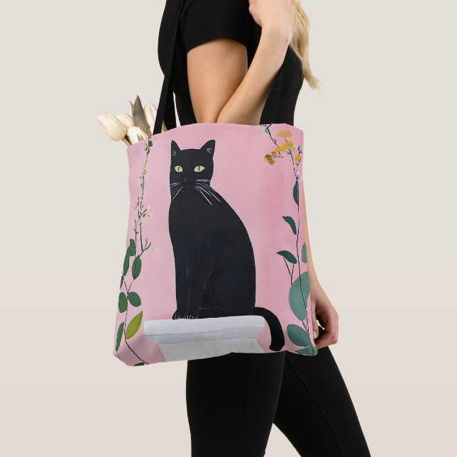 Bolsa Tote Gato Preto Fofo  (Close Up)