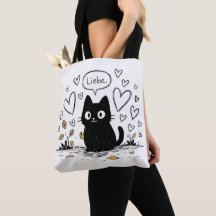 Gato Preto Fofo Corações de Amor 