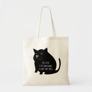 Bolsa Tote Gato Preto Gordo Presunçoso Citação Divertida