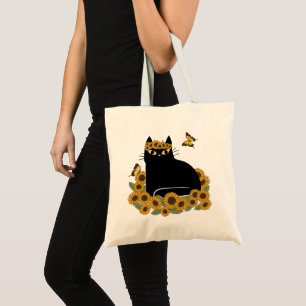 Bolsa Tote Gato preto hippie meio século