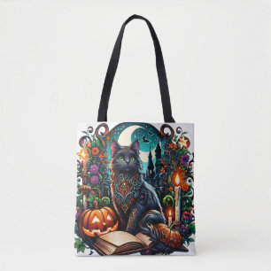 Bolsa Tote Gato Preto Mágico Bibliófilo