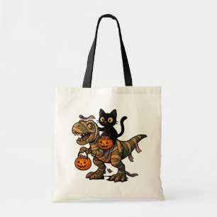 Bolsa Tote Gato Preto Montando Múmia T-Rex – Dino Fofo de Hal